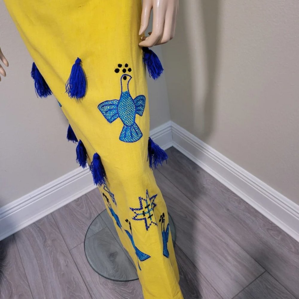 Vintage Folklorico Dress Art Of Mexico Made In Arizona Hand Made Cross Stitch View 2